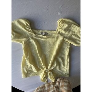 Yellow Loft Brand Women's  S  Yellow Babydoll Top Short Sleeve